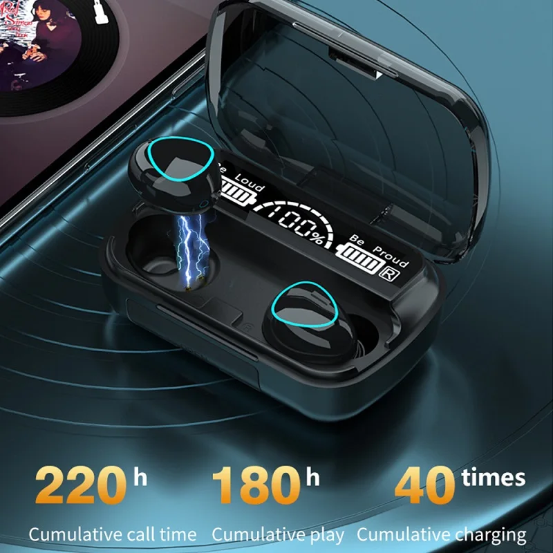 TRAVOR Wireless Bluetooth Earphones with Charging Box Wireless Headphone 9D Stereo Sports Waterproof Earbuds Headsets