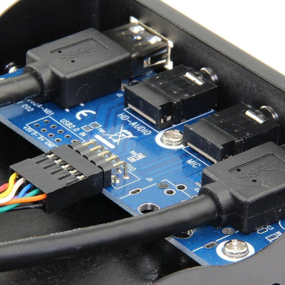 USB 3,0 2 порта 3,5 дюйма концентратор адаптер высокоскоростной Открытый Настольный флоппи-отсек HD выход Передняя панель металлический микрофон вход Многофункциональный