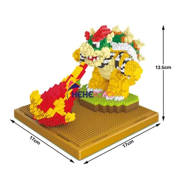

1539pcs 2517 Super Mario Fire Bowser Turtle Boss Animal Monster 3D Model DIY Diamond Mini Building Blocks Toy