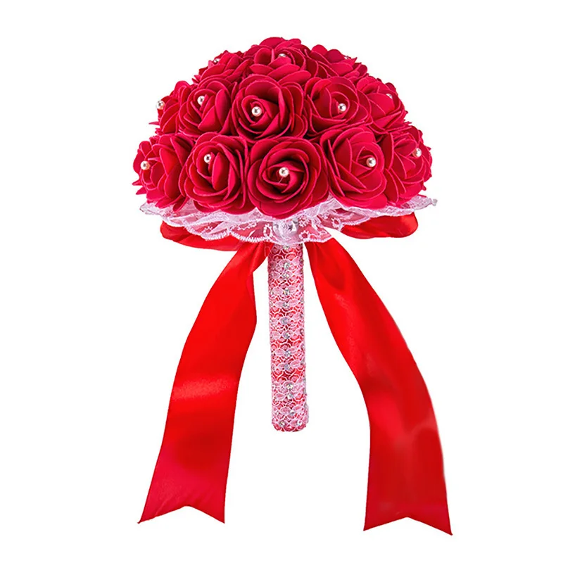Свадебный букет невесты Искусственные цветы ручной работы Поддельные розы цветные розы Реалистичные Цветы предлагаем вечерние украшения дома
