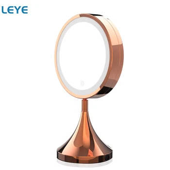 

Bath Makeup Mirror Rose Gold 10X Magnifying Bathroom Mirrors with LED Adjustable Touch Control Brightness Illuminated Mirror
