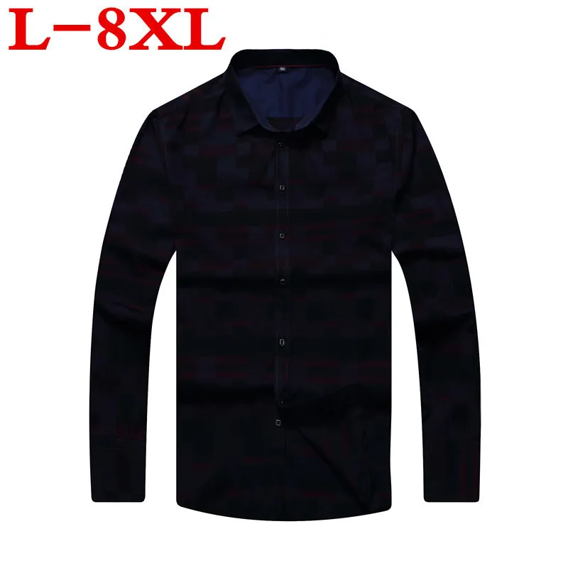 Размера плюс 8XL 6XL 5XL Мужская оксфордская Повседневная рубашка с длинным рукавом