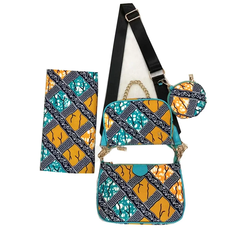 Модный красивый женский вощеный Набор сумок, высокое качество, Африканский набор восковых сумок Анкара с 6 ярдами настоящей вощеной ткани - Цвет: as picture