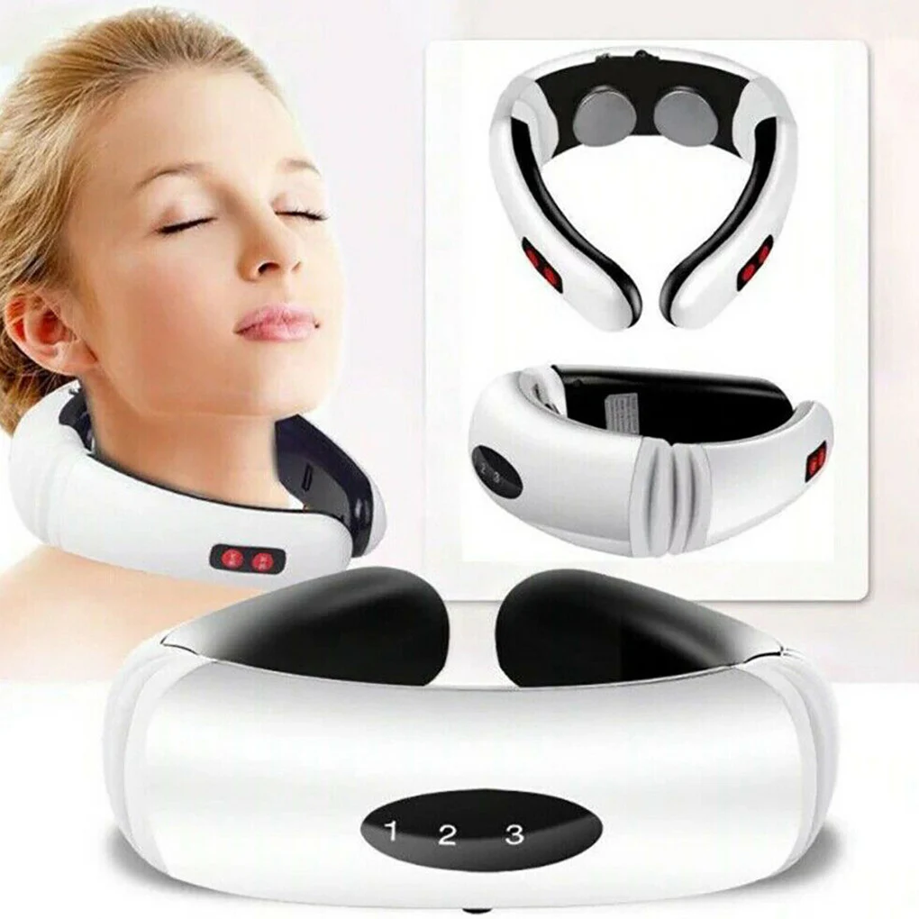

Electric Pulse Neck Massager Ring Design Neck Pain RelieF Stimulator Massaging Machine with 6 Modes