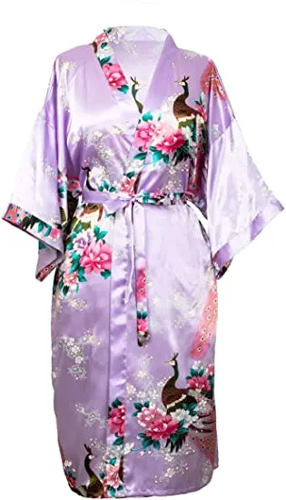 Satin Silk Women Wedding Bridemaid Robe Sexy Crane Print Bathrobe Short Long Kimono Night Gown Robe Fashion Dressing Gown Female women dress women sleepwear bride robes silk robe