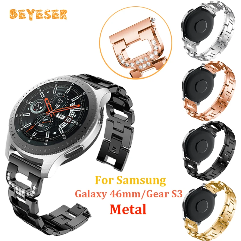 

Fashion Replacement Metal Watchband For Samsung Galaxy 46mm/Gear S3 Watch Rhinestone New Colorful Bracelet Wristband Accessories