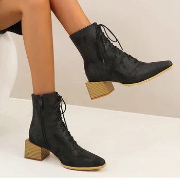 

YIHONGMEIQI 2020, women's short boots, high heels, pointed, sexy, women's boots, size 34-44