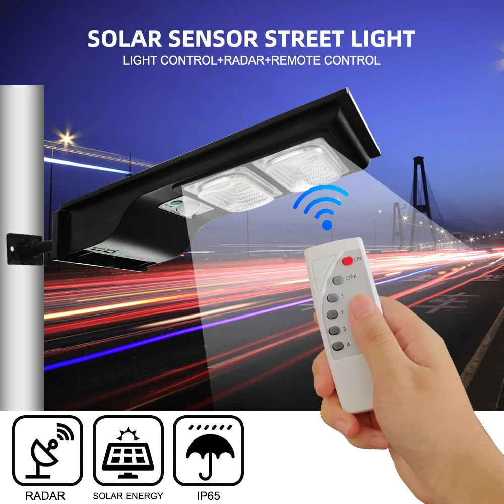40W LED Solar Street Light Wall Lamp Light Remote Control+Human Body Induction+3 Working Mode Outdoor Waterproof Security Lamp