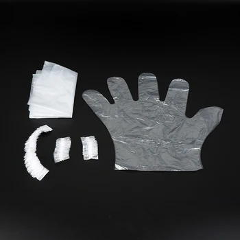 

New 4pcs Hair Care Tools Transparent Plastic Clips Brush Hair Perming Cap Ear Cover Gloves Earmuff Shower Cap Clean Kits One-off