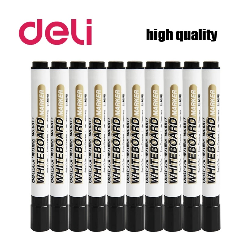 

Deli 1PC Whiteboard Marker Pen Value Set Black Color Easy Erasing Marker Glass Pens School Stationery Office Supplies