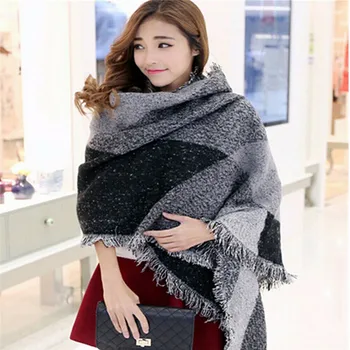 

New Women Long Cashmere Winter Wool Blend Soft Warm Scarf Wrap Shawl Plaid Scarf