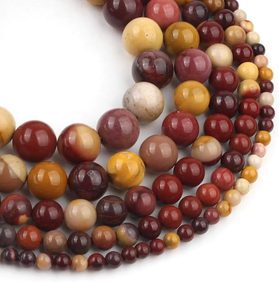 mookaite_Love Beads 天然石圆珠珠宝制作 38.10 厘米 4-6-8-10-12-14mm 半宝石珠 灰_4