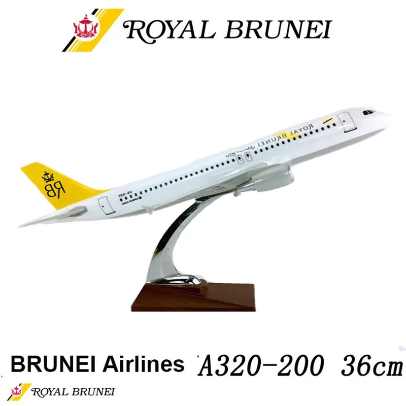 36 см 1/100 Airbus Королевский Бруней авиалиний A320-200 модель самолета Смола Airframe W сплав база вентиляторы самолет игрушки самолет с фиксированным крылом