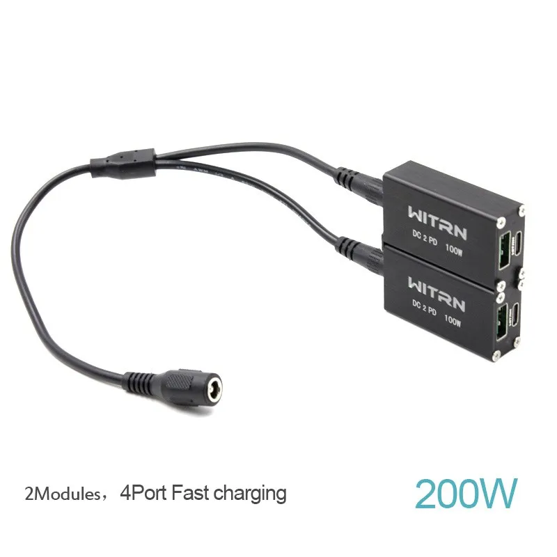 WITRN 200 Вт Зарядное устройство PD автомобильное зарядное VOOC PD3.0 QC4 для Huawei Apple