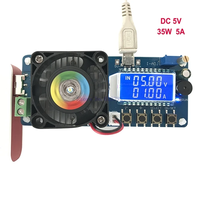 

A7-- DC Electronic Load Tester 35W 5A LCD Adjustable Constant Current Aging Discharger Voltage Current Power Battery Capacity