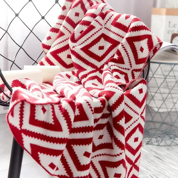 

Modern Simple Geometric Knitted Blanket For Bed Sofa Decor Travel TV Nap Plaid Blankets Cotton Soft Bed Blanket For Cover