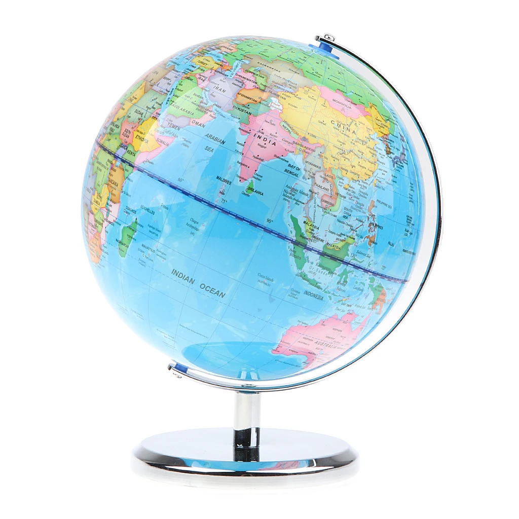 20cm Metal Base Geographical World Globe Map Educational Learning Toy - B