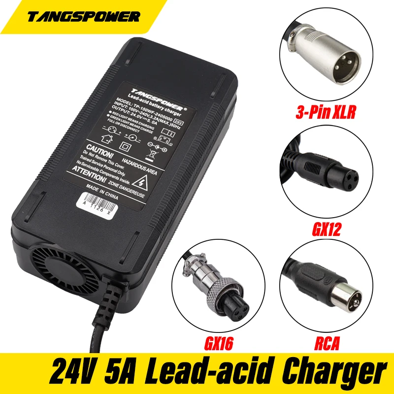 24V 5A Charger For 28.8V wheelchair charger golf cart charger for Lawnmower With GX16/ RCA/ 3 XLR Connector  fast charger