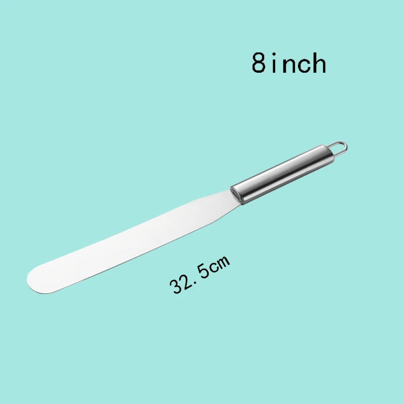Straight 8inch 6 ''8'' 10 ''скребок для инструментов из нержавеющей стали, прямые изогнутые шпатели, нож, приспособления для выпечки, крема, выпечки, торта, Висячие кухонные - Цвет: Straight 8inch