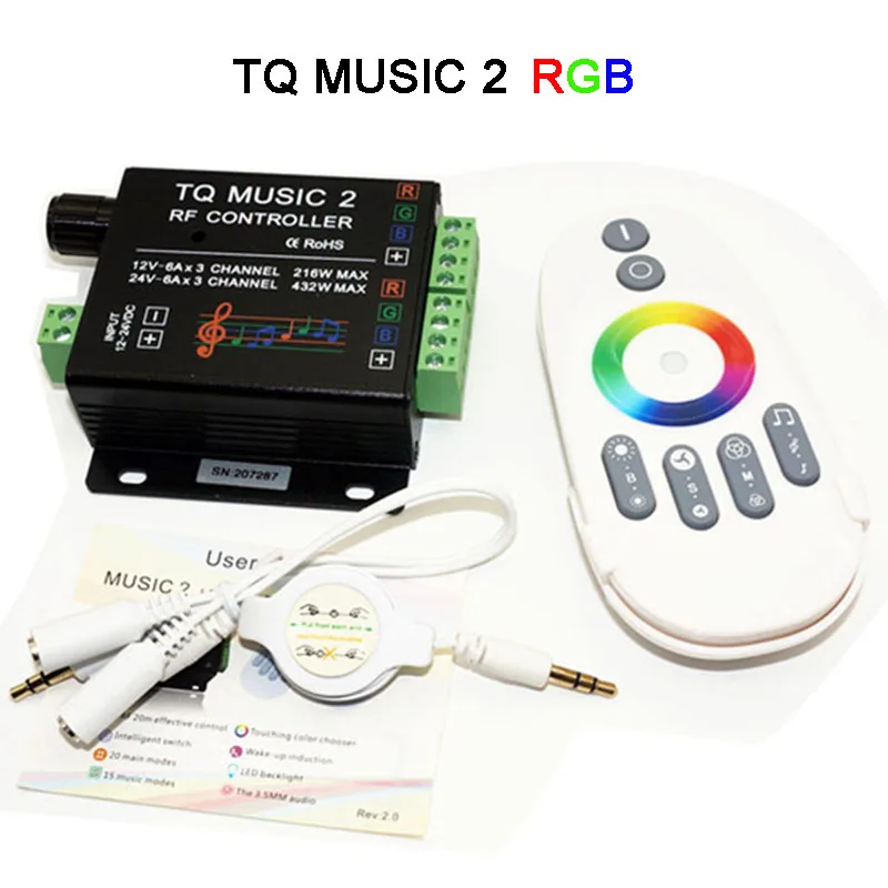 Wholesale 20 Keys 24 Keys 2.4G music controller DC12-24V RGB Sound Sensitive remote music 2 for 5050 3528 led strip light lamp