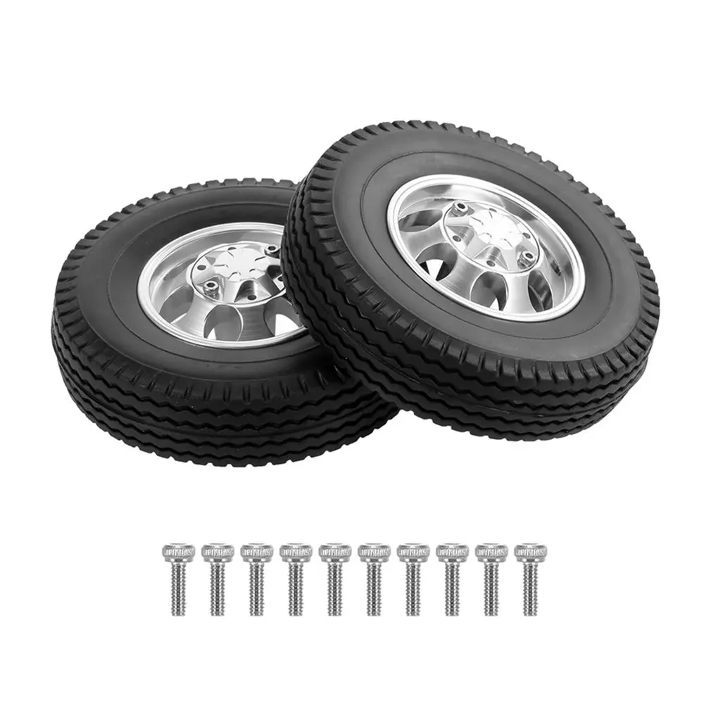 

2pcs Upgrade Parts 1/14 Tractor Front/Rear Wheel With Aluminum Alloy 7-hole Hub Remote Control Model Accessories