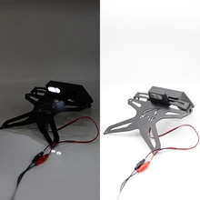 Adjustable Motorcycle License Plate Mount Holder Bracket- Universal Fold License Plate Tail Light Holder LED