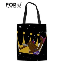 Design Дизайн Женские сверхмощные хозяйственные сумки для женщин пляжные сумки Черная Королева АФРИКАНСКАЯ ДЕВУШКА Холщовая Сумка через плечо многоразовая эко-сумка