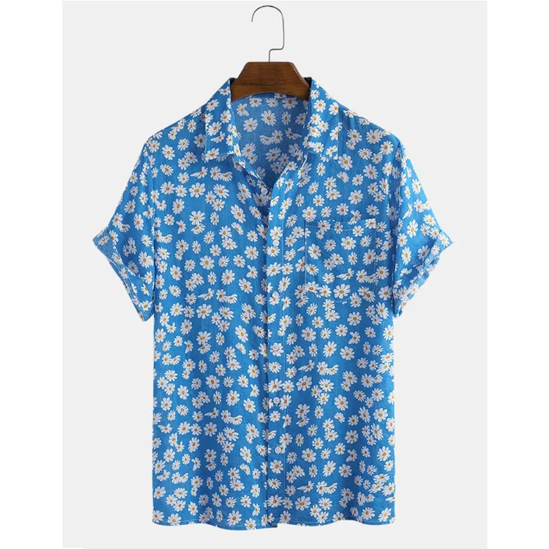 

2020 New Style Hawaii Men's Cardigan Cotton Linen Europe and America Men's Shirt Printed Short-sleeved Shirt AliExpress Hot Sell
