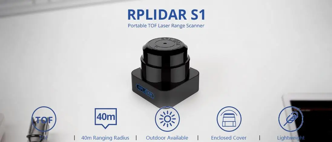 Slamtec RPLIDAR S1 TOF Ranging Method 40 Meters Range Radius Outdoor Available 360degree Omnidirectional S laser lidar sensor