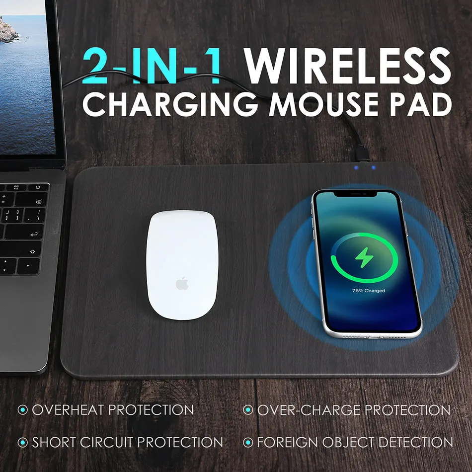 BBGear 10W быстрый мобильный телефон зарядное устройство коврик для мыши 2 в 1 Смарт Qi