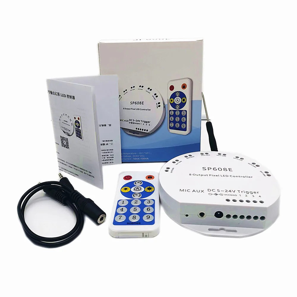 WS2812B Bluetooth APP музыкальный контроллер с пультом SP608E 8 CH SP602E 4 WS2811 WS2815 светодиодный