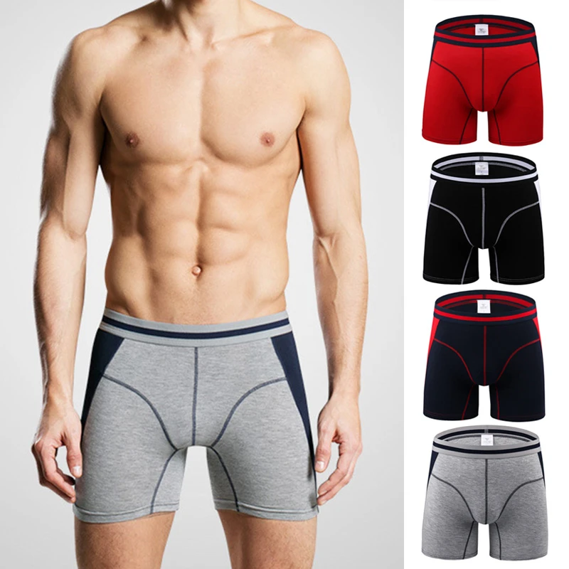 Men Boxer Briefs Shorts Long Leg Sport Underwear Silky Soft Underpants