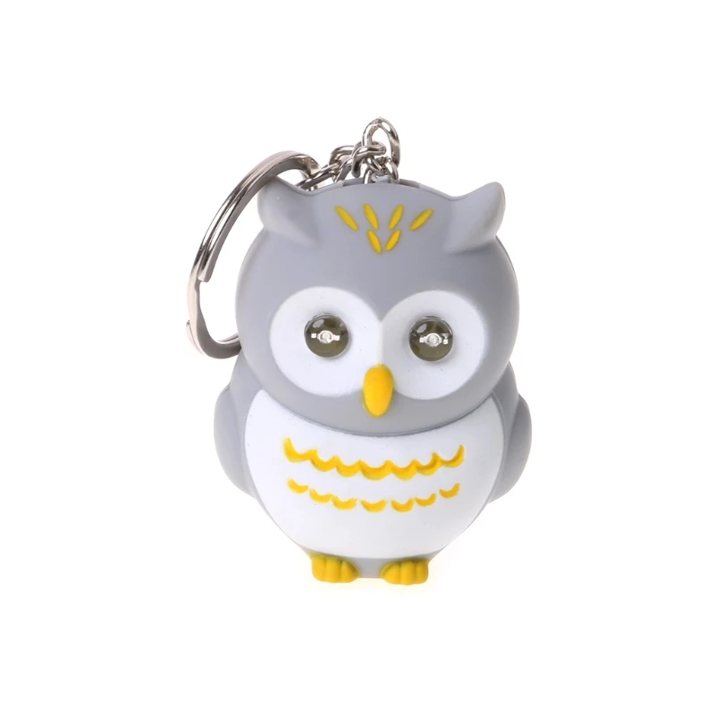 

Funny LED Light 3D Cartoon Owl Keyring Sound Hooting Key Chain Key Gift Kid Toys Y4QA