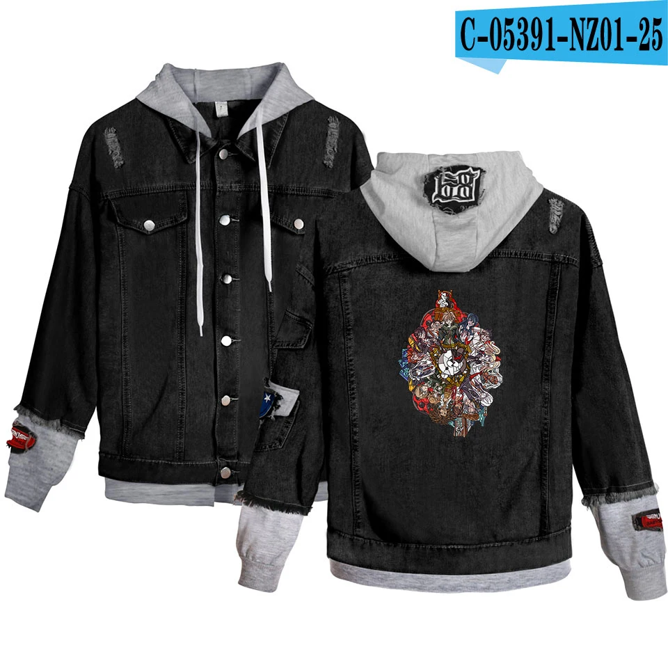 Women/men Dangan Ronpa Hooded Denim Jacket For Women Casual Jeans Jacket Holes Vintage Coat Female loose Streetwear Basic Coats - Цвет: 1