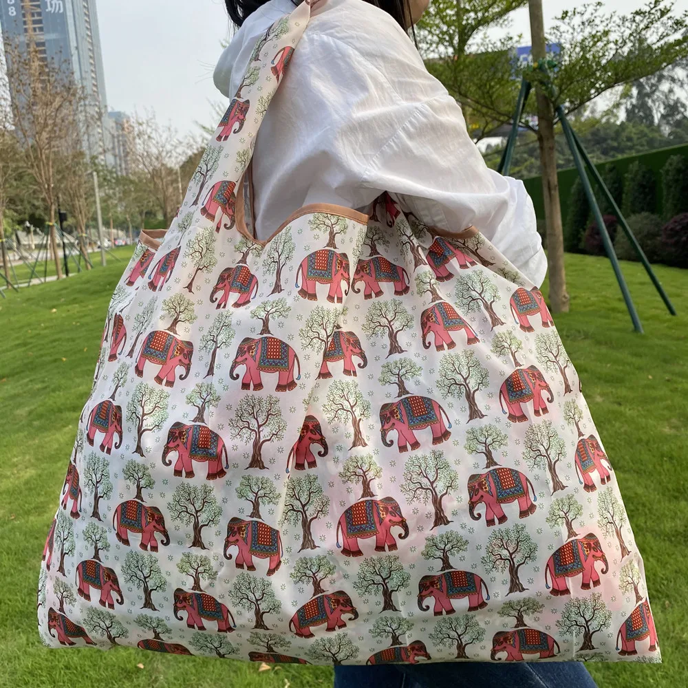 Bolso de compras lavable a máquina para mujer, bolsa de comestibles reutilizable, plegable, grande, ligero y duradero, 50 libras