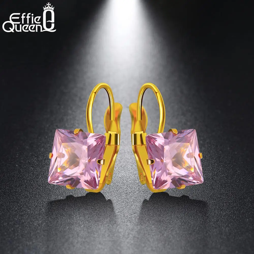 Effie Queen женские серьги кольца из нержавеющей стали с разноцветным цирконием