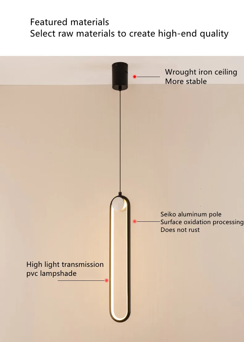 H5978e848ee014710a9d06a38786452c0m Modern Led Pendant Lamps Gold Black for Dining Room Bedroom Bedside Table Chandelier Minimalist Decor Lighting Suspension Design