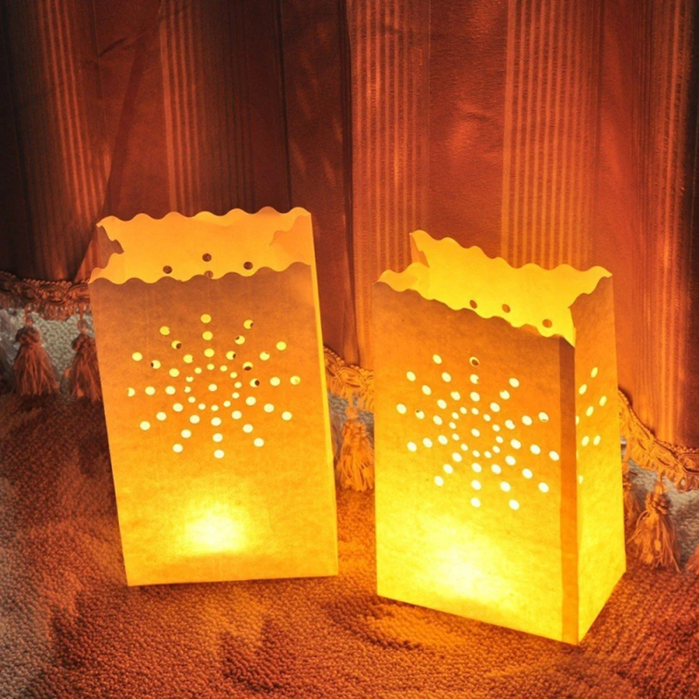 20pcs DIY Luminaria Paper Lanterns Tea Light Candle Bag Flame Resistant For Festival Wedding Party Decor Multiple Styles | Дом и сад