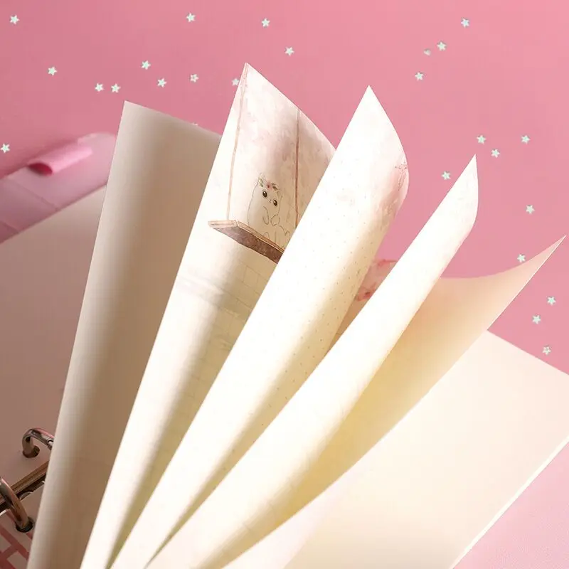 Sharkbang New 80 Sheets Kawaii Sakura And Cat A6 Loose Leaf Notebook Refill Spiral Binder Inner Pages Line Grid Blank Agenda 4