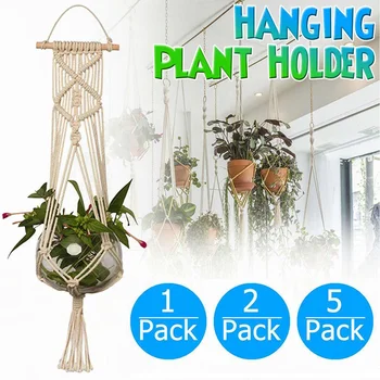 

100% Cotton Handmade Hanging Baskets Flowerpot Macrame Plant Holder Plant Hanger Wall Hanging Plant Holder Basket 1/2/5pcs
