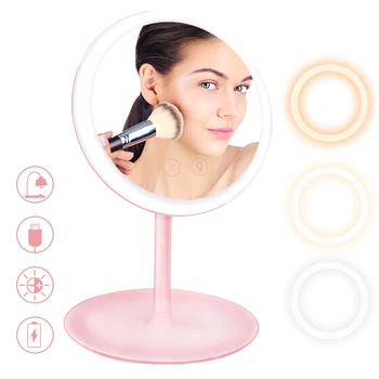 

LED Desktop Makeup Mirror Rechargeable With Led Light Vanity Mirror Make Up Mirrors With Led Mirror Touch Screen Cosmetic Mirror