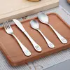 4pcs/set Baby Teaspoon Spoon Food Feeding Fork Knife Utensils Set Stainless Steel Kids Learning Eating Habit Children Tableware ► Photo 1/6