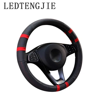 

LEDTENGJIE 37-38CM new steering wheel cover head layer leather car handle glove truck steering wheel cover