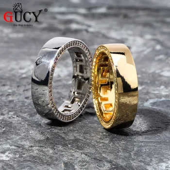 

GUCY New Hip Hop 925 Sterling Silver Engagement Rings Iced Out Cubic Zircon Ring Man Women's Jewelry For Gifts Party