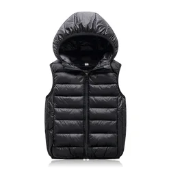 Yk outono inverno crianças colete com capuz menino sem mangas jaqueta 2 12 anos criança adolescente outwear do bebê da criança