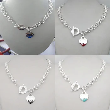 

Women Necklace fashion Crude paragraph Love heart water droplets Circle buckle Clavicle chain S925 Sterling silver Jewelry gift