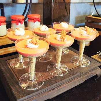 

50pcs High quality goblet transparent plastic cup 100ml wedding birthday party favors champagne cup pudding jelly decoration cup