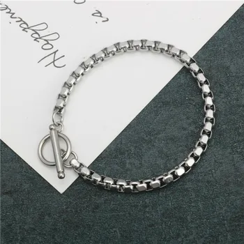

Stainless Steel Bracelet 4mm Chain Men and Women Couple Bracelet OTBuckle Style Ladies Bracelet Men's Bracelet Jewelry Gift 2019