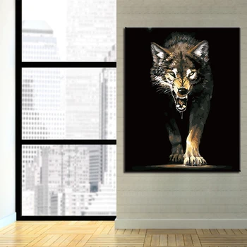 

Framework DIY Oil Painting By Numbers Hand Painted Animals Wolf Pictures Kits Coloring On Canvas Home Decoration Wall Artwork