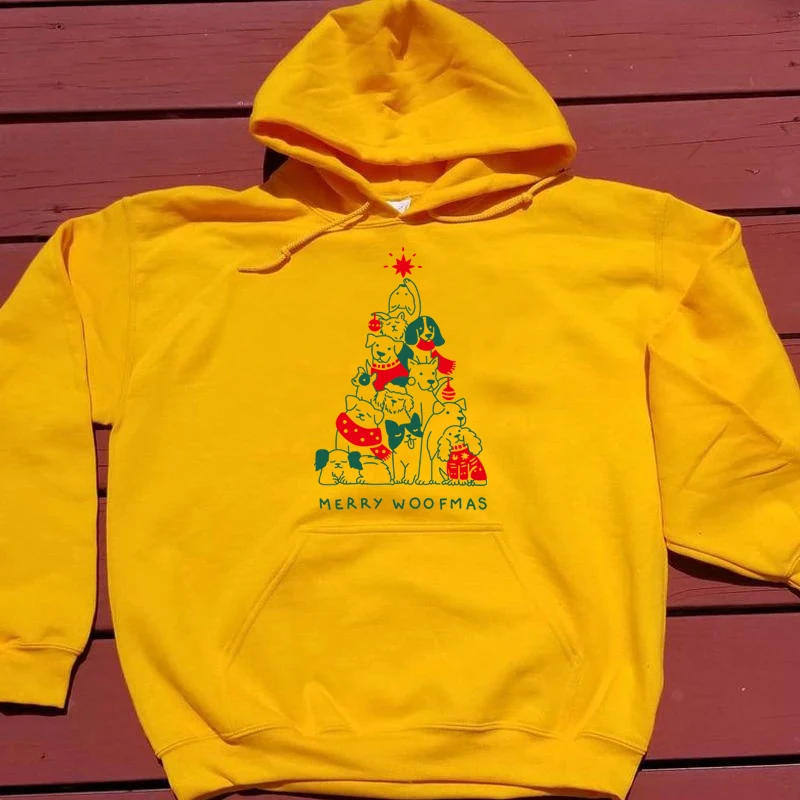 MERRY WOOFMAS толстовки женские модные хлопковые повседневные лозунг Графический милый гранж tumblr Рождественский подарок на праздник винтажные кавайные Топы